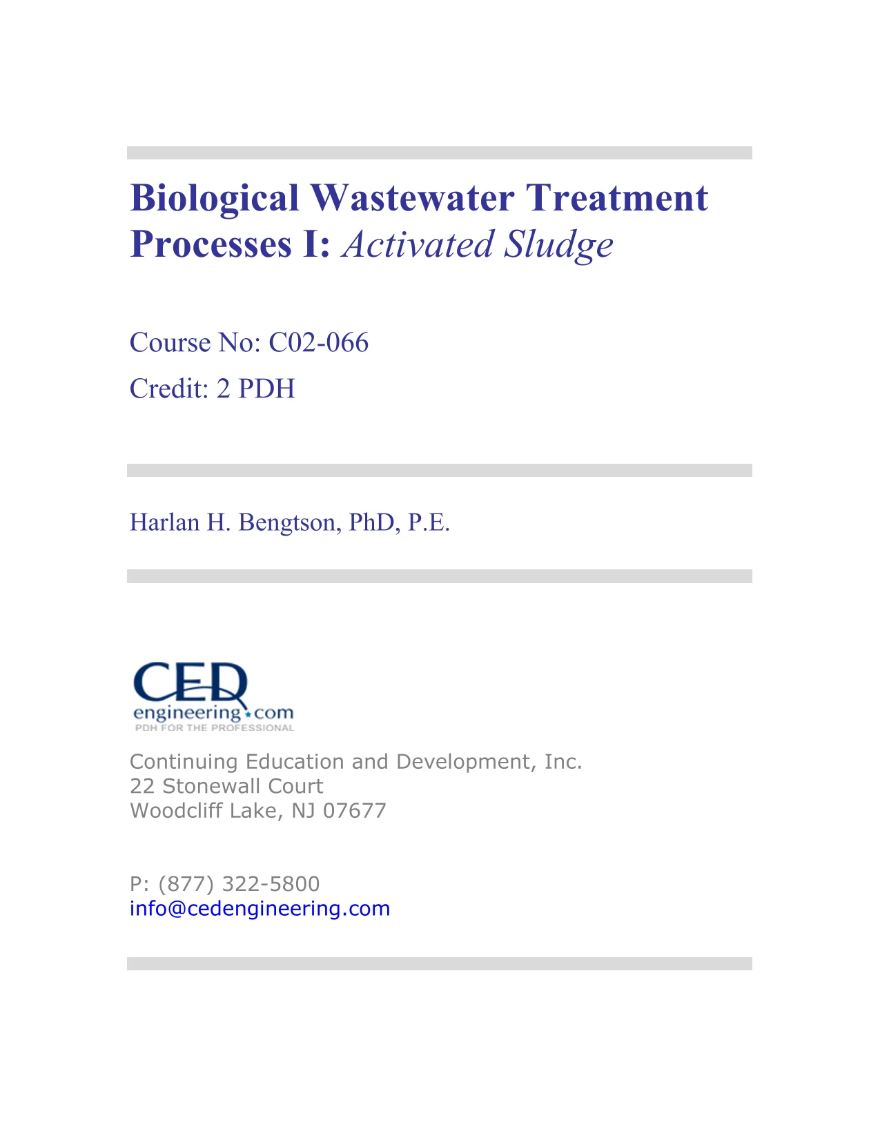 Biological Wastewater Treatment Processes I Activated Sludge