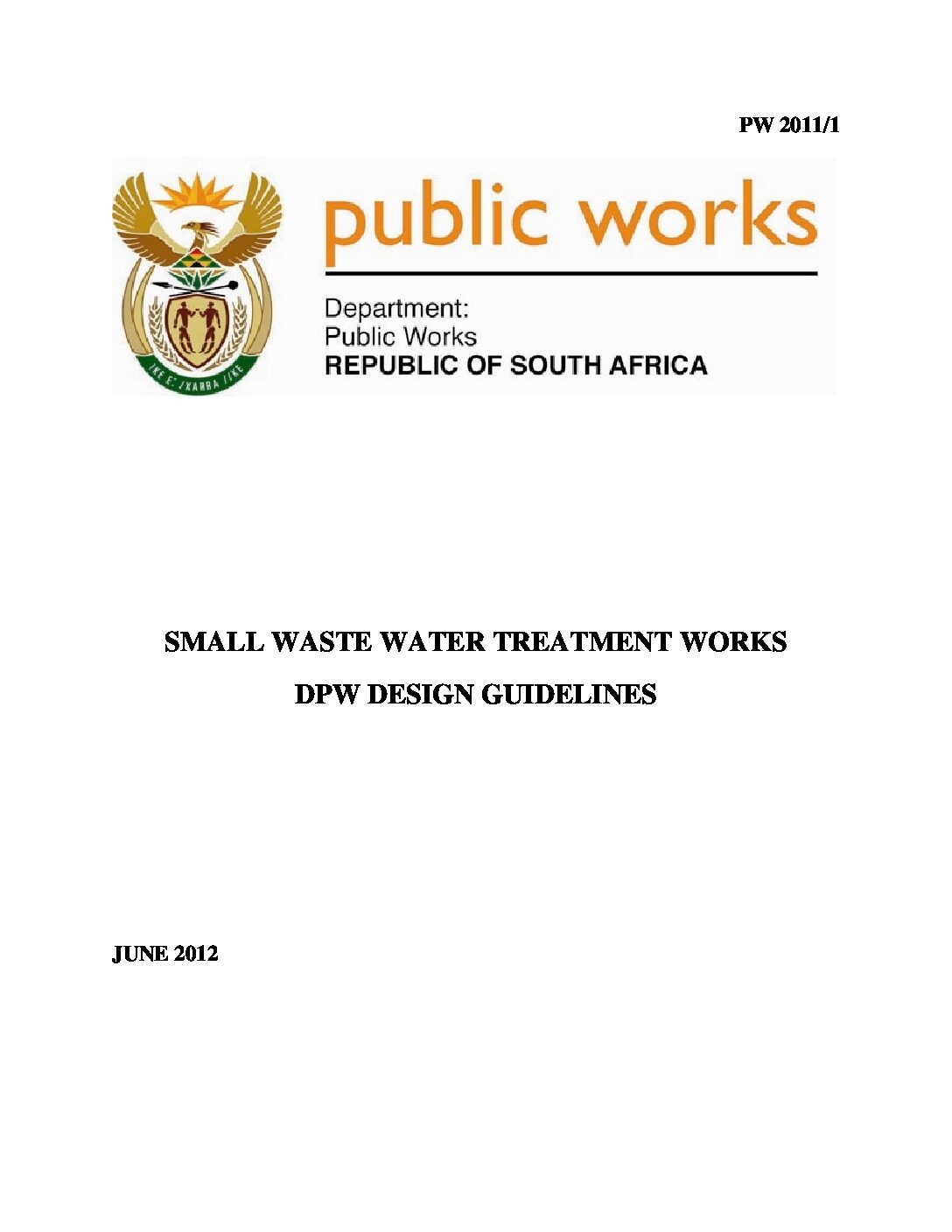 Small Wastewater Treatment Works DPW Design Guidelines