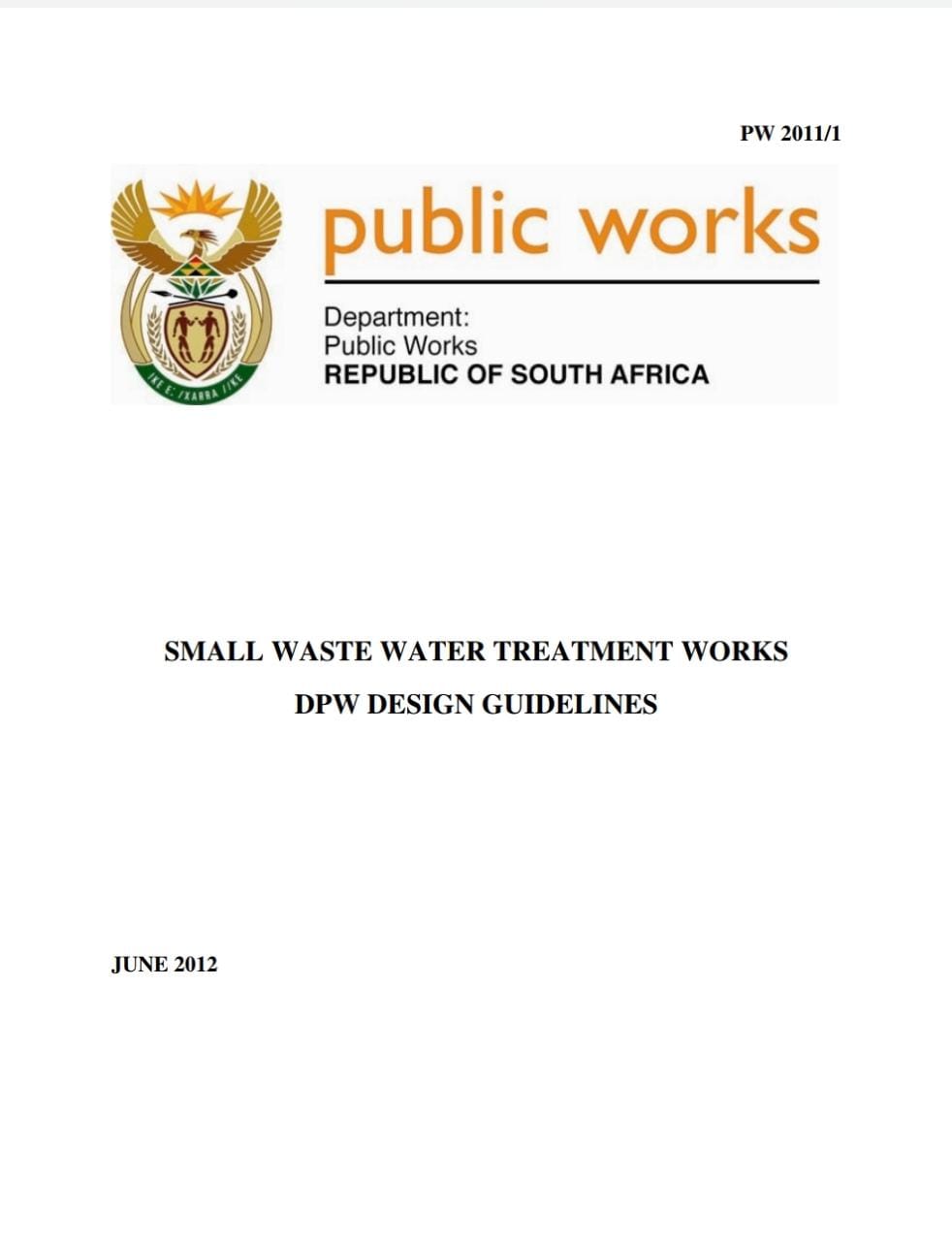 Small Wastewater Treatment Works DPW Design Guidelines