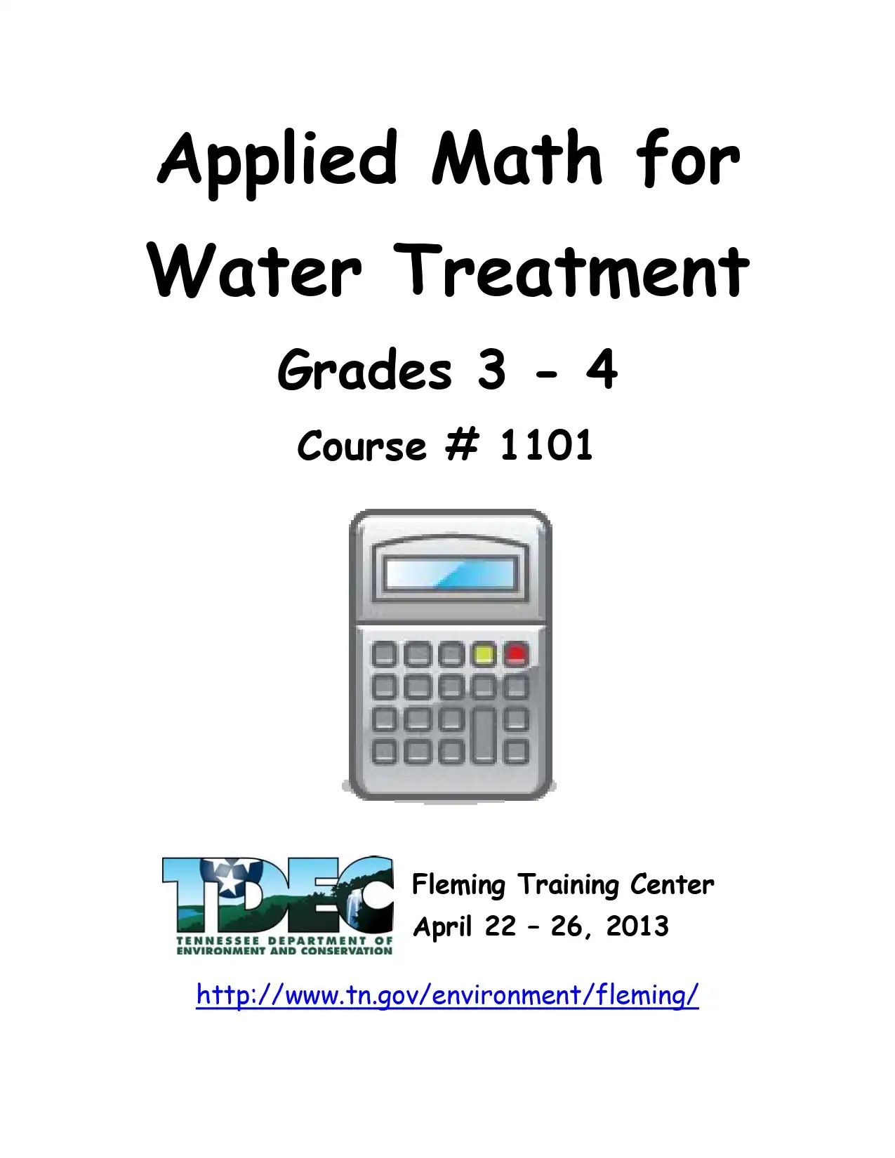 Applied Math for Water Treatment Grades 3 – 4