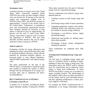 Wastewater Management Fact Sheet Energy Conservation