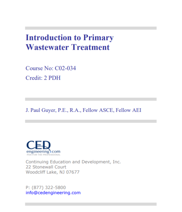 Introduction to Primary Wastewater Treatment AquaEnergy Expo