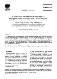 A Study Of The Electrodeionization Process High-Purity Water Production With A RO/EDI System