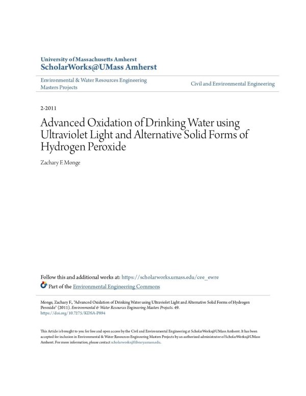 Advanced Oxidation Of Drinking Water Using Ultraviolet Light And
