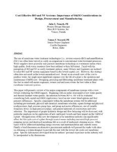 Cost Effective Ro And Nf Systems: Importance Of O&M Considerations In Design, Procurement And Manufacturing