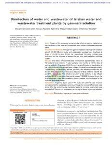 Disinfection Of Water And Wastewater Of Isfahan Water And Wastewater Treatment Plants By Gamma Irradiation