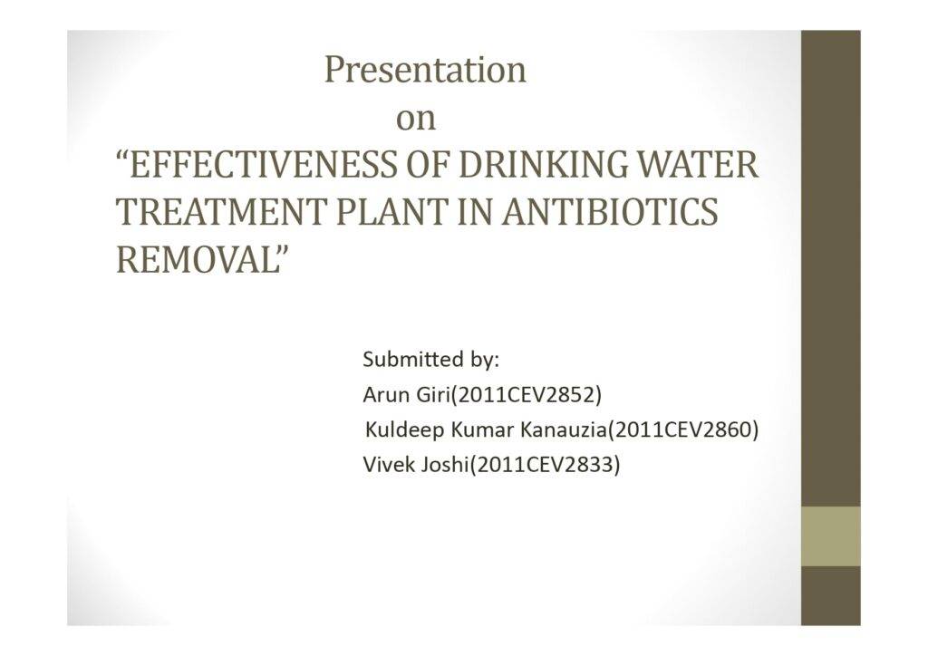 Effectiveness Of Drinking Water Treatment Plant In Antibiotics Removal