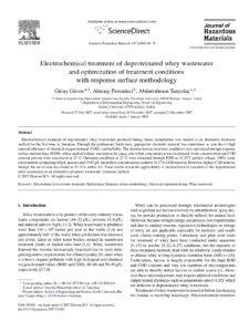 Electrochemical Treatment Of Deproteinated Whey Wastewater And Optimization Of Treatment Conditions With Response Surface Methodology