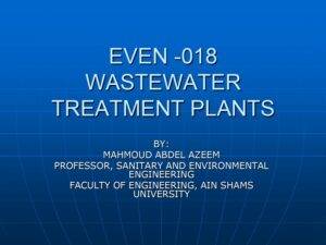 EVEN -018 Wastewater Treatment Plants