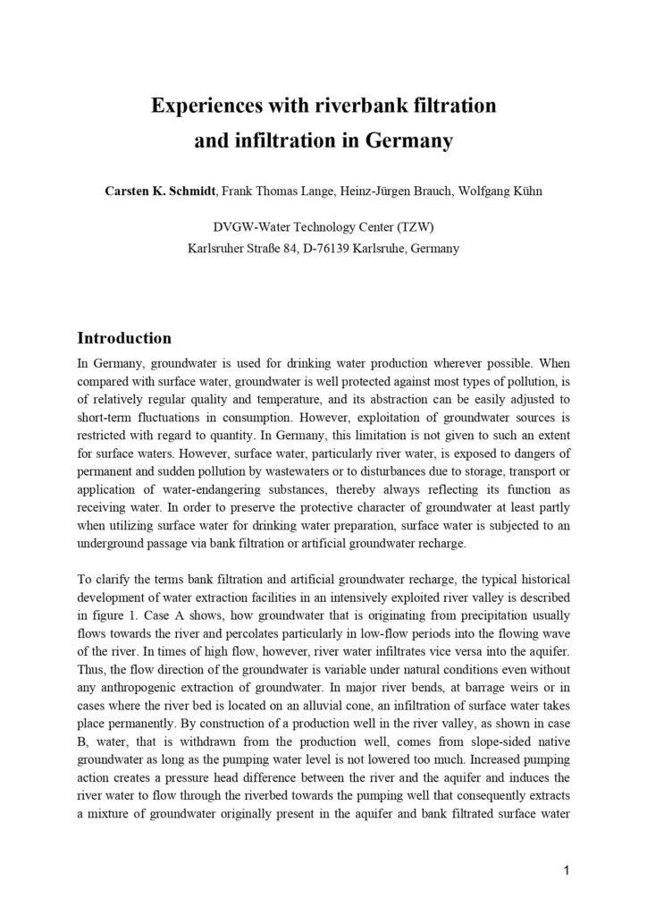 Experiences With Riverbank Filtration And Infiltration In Germany