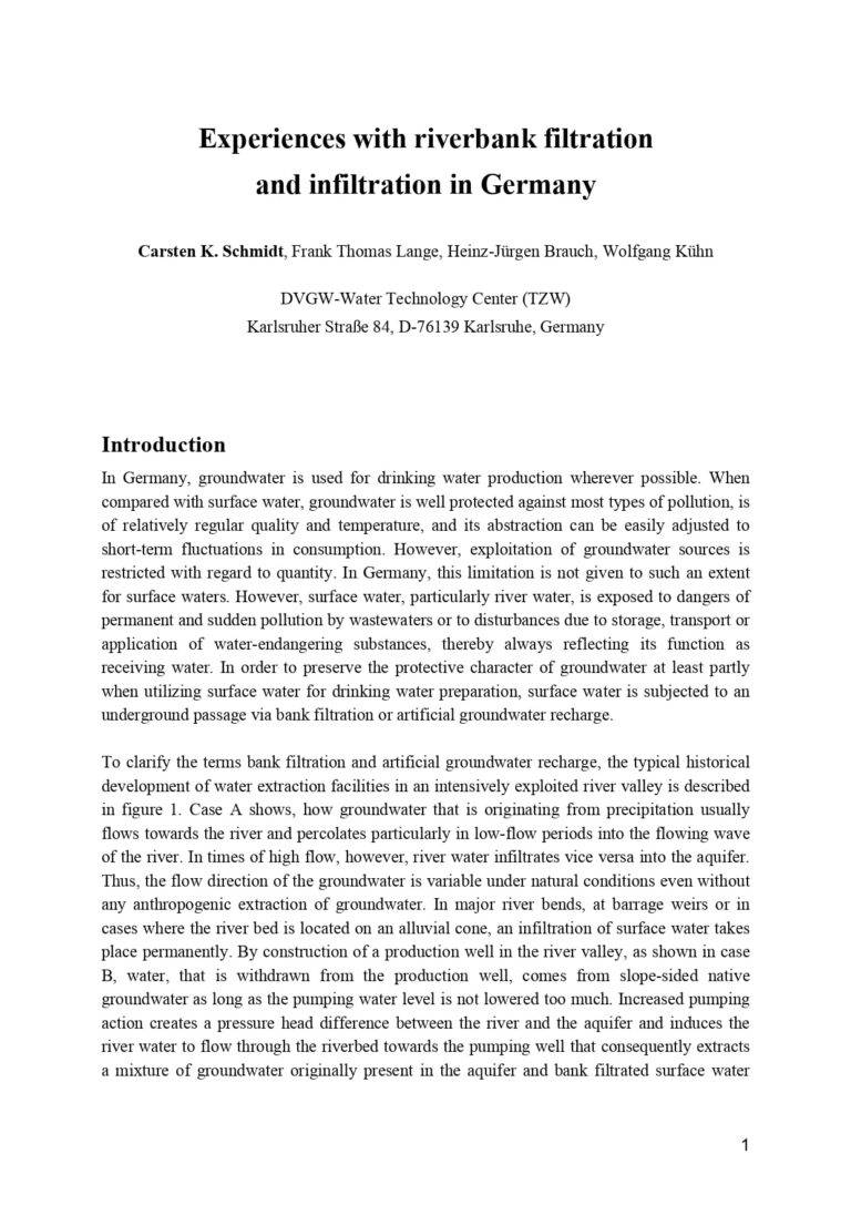 Experiences With Riverbank Filtration And Infiltration In Germany