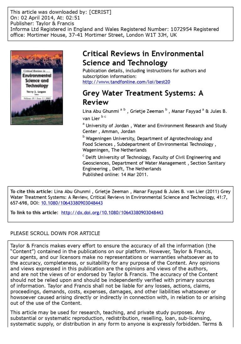 Grey Water Treatment Systems: A Review