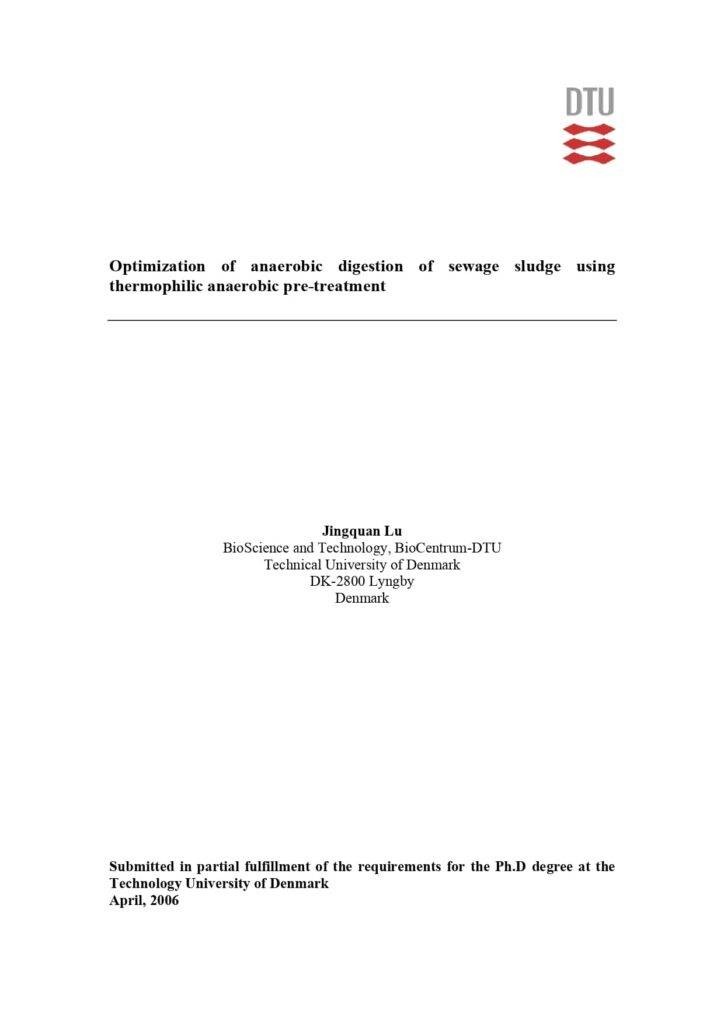Optimization Of Anaerobic Digestion Of Sewage Sludge Using Thermophilic Anaerobic Pre-Treatment