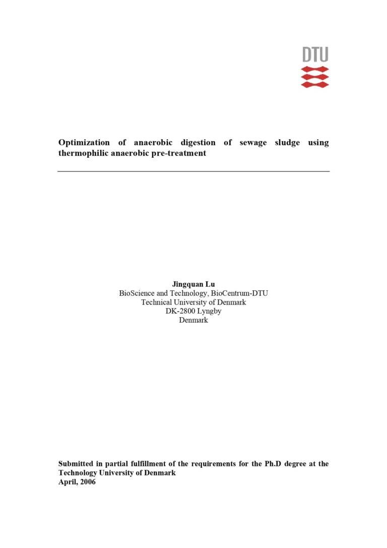 Optimization Of Anaerobic Digestion Of Sewage Sludge Using Thermophilic Anaerobic Pre-Treatment