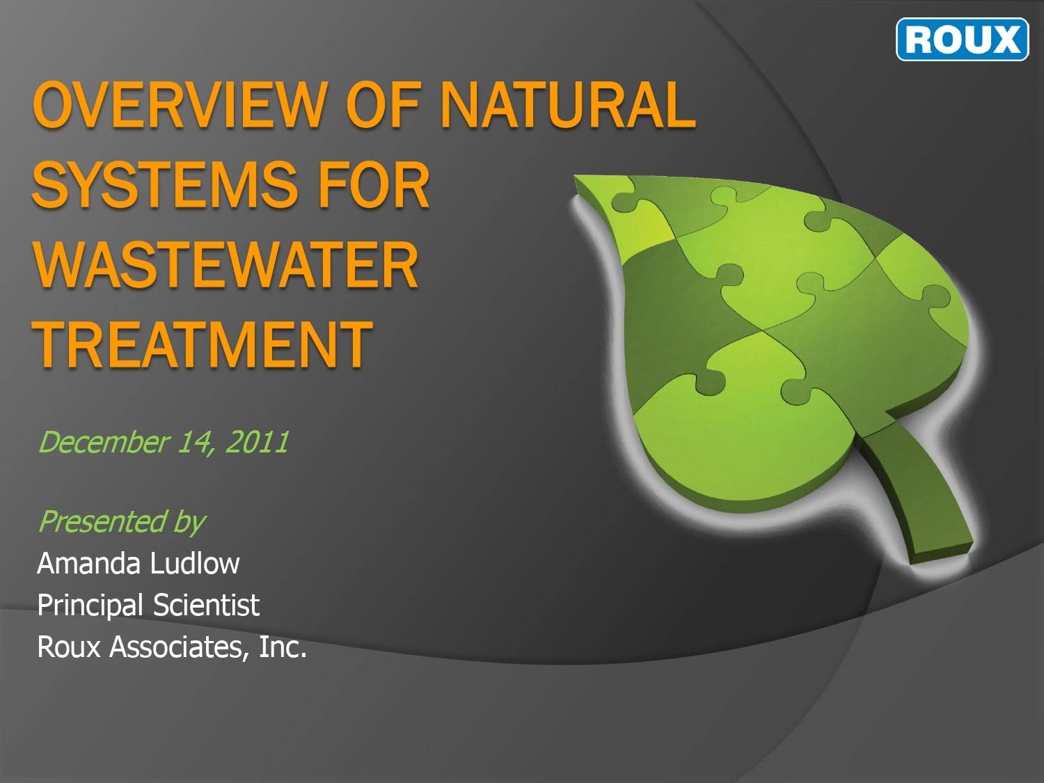Overview Of Natural Systems For Wastewater Treatment AquaEnergy Expo
