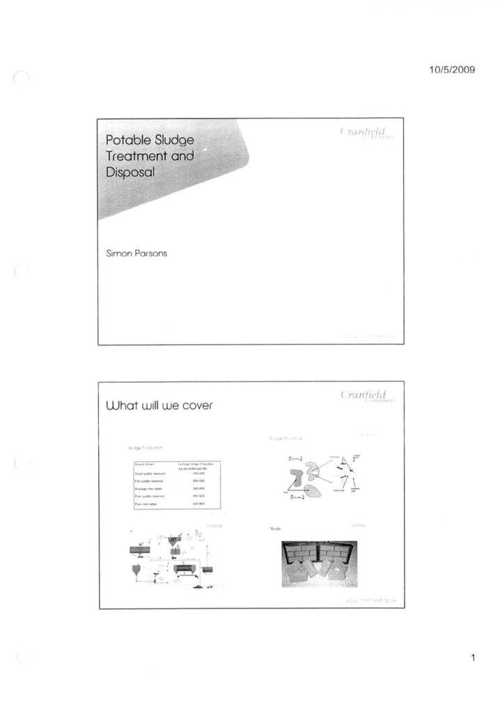 Potable Sludge Treatment and Disposal+Flowsheet