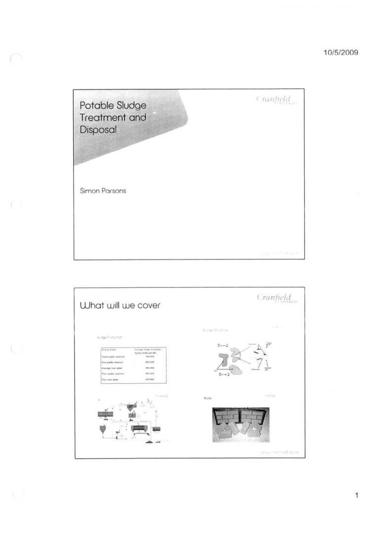 Potable Sludge Treatment and Disposal+Flowsheet