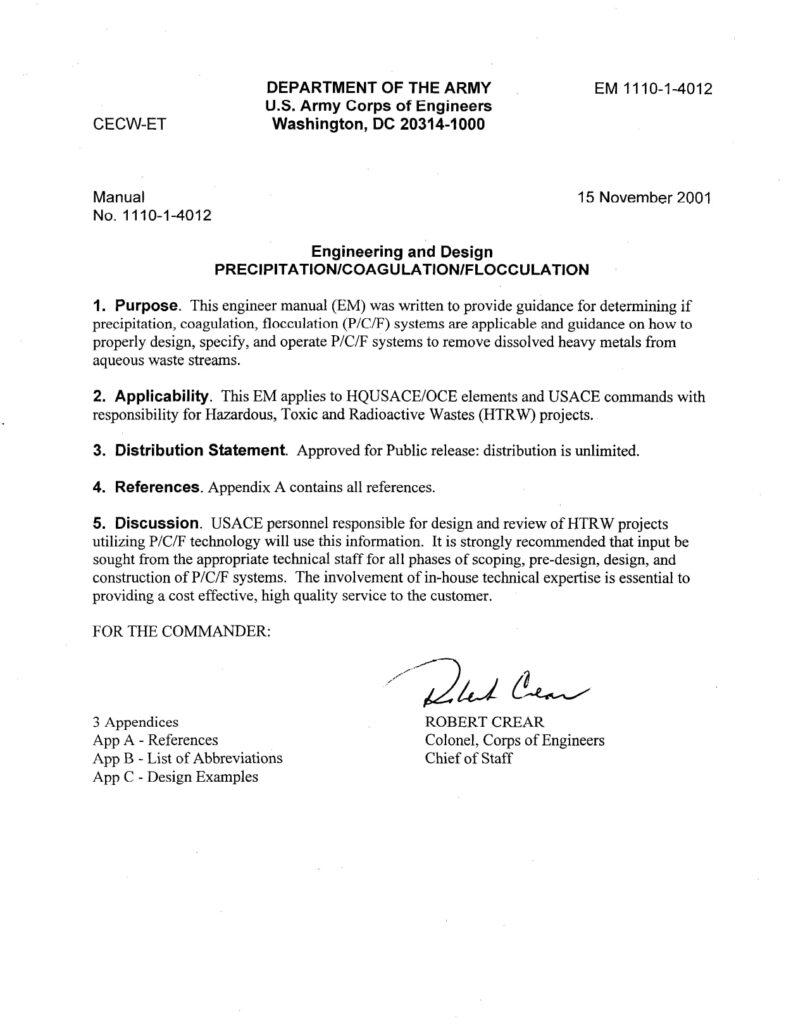 Precipitation/Coagulation/Flocculation