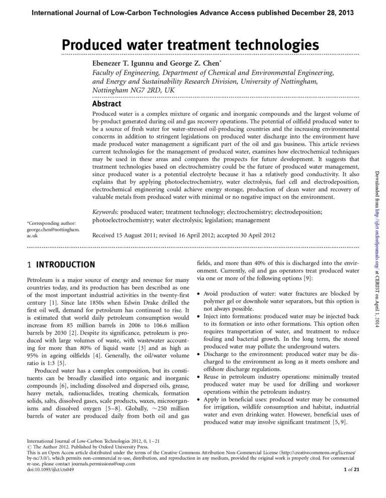 Produced Water Treatment Technologies