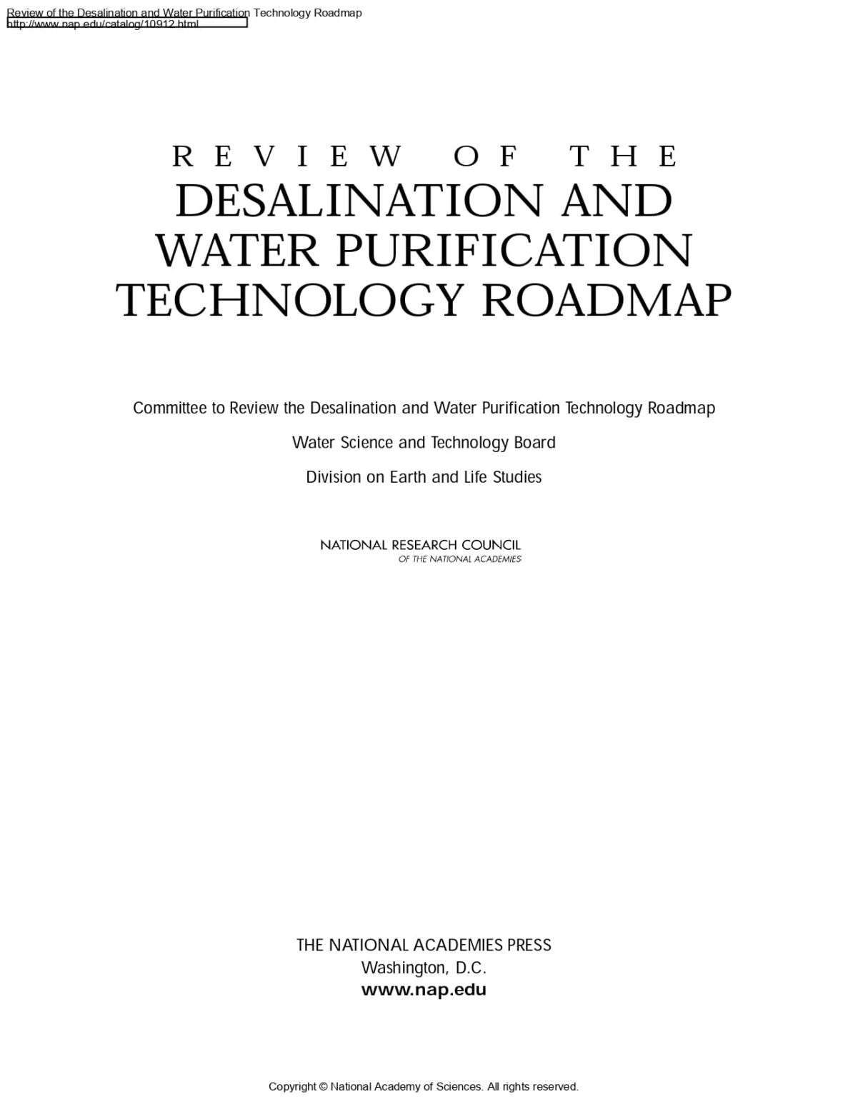 Review Of The Desalination And Water Purification Technology Roadmap ...