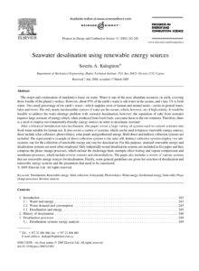 Seawater Desalination Using Renewable Energy Sources