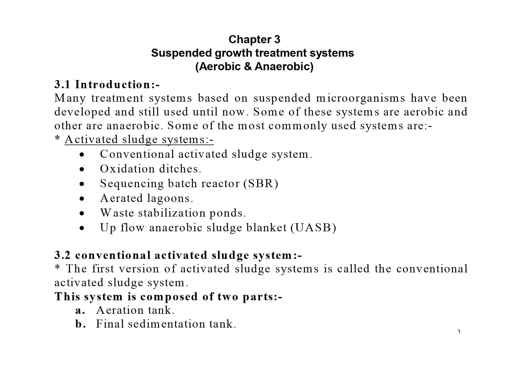 Suspended Growth Treatment Systems