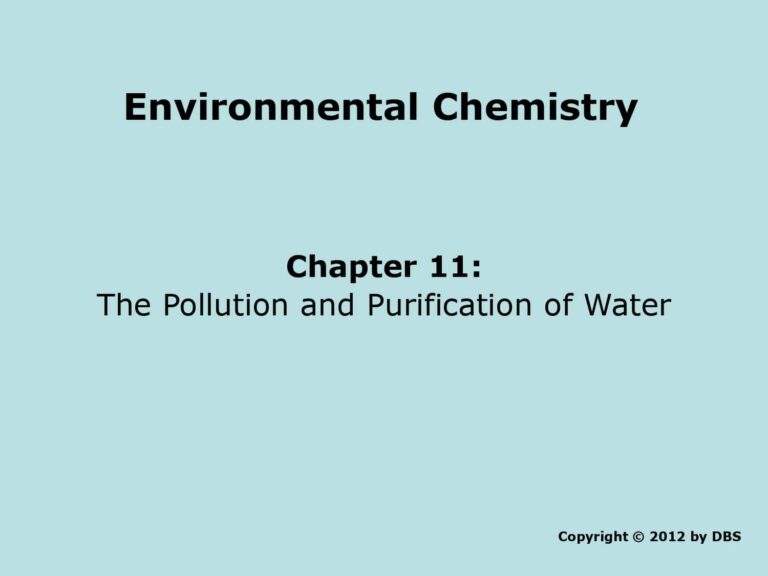 The Pollution and Purification of Water