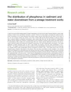 The Distribution Of Phosphorus In Sediment And Water Downstream From A Sewage Treatment Works