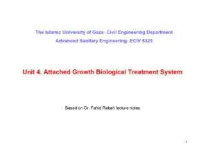 Unit 4 : Attached Growth Biological Treatment Systems