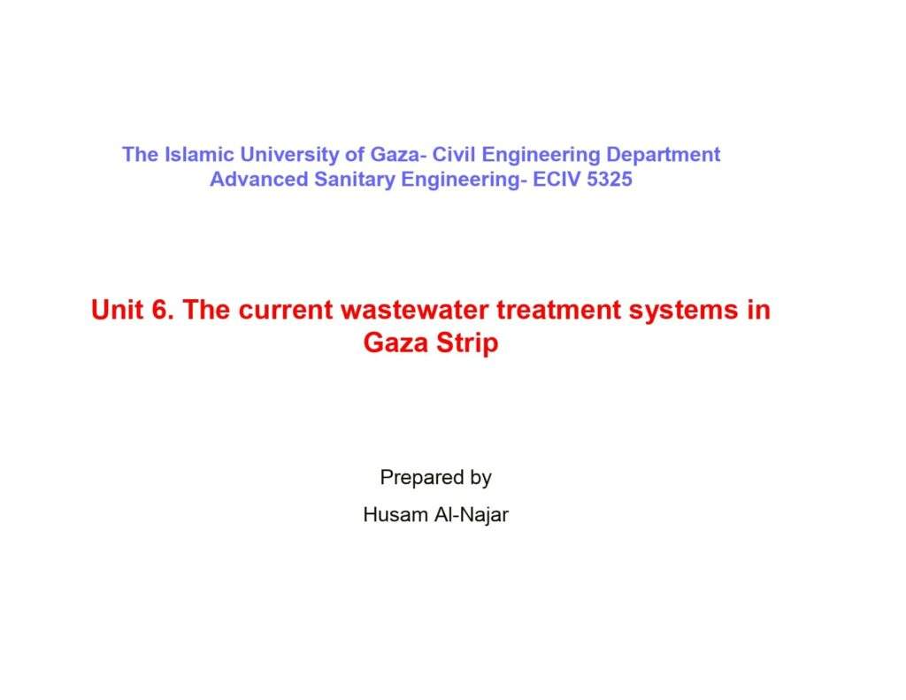 Unit 6 Wastewater Treatment In Gaza Strip