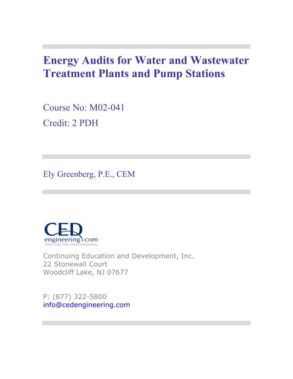 Energy Audits for Water and Wastewater Treatment Plants and Pump ...