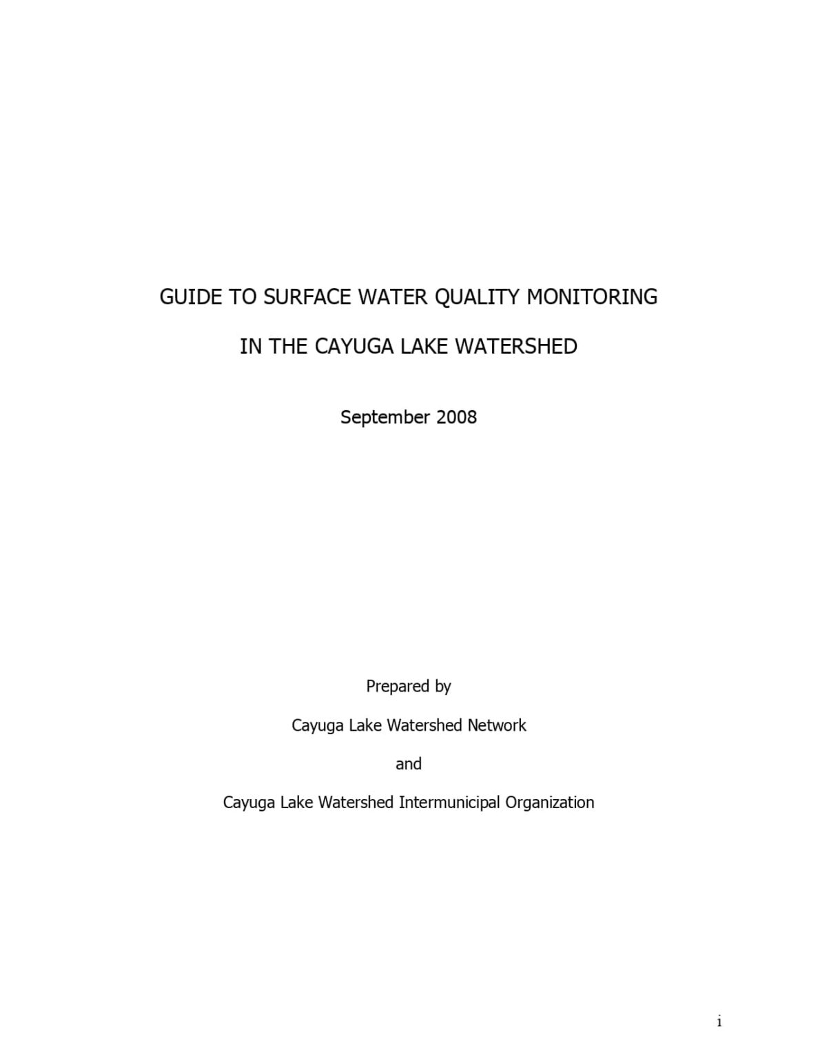 Guide to Surface Water Quality Monitoring in The Cayuga Lake Watershed