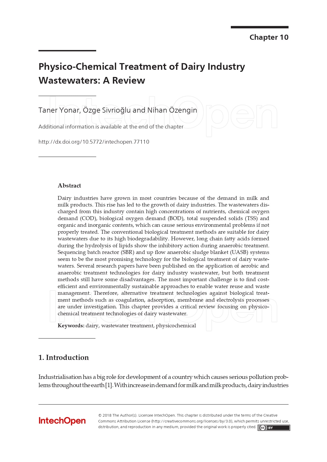 PhysicoChemical Treatment of Dairy Industry Wastewaters A Review