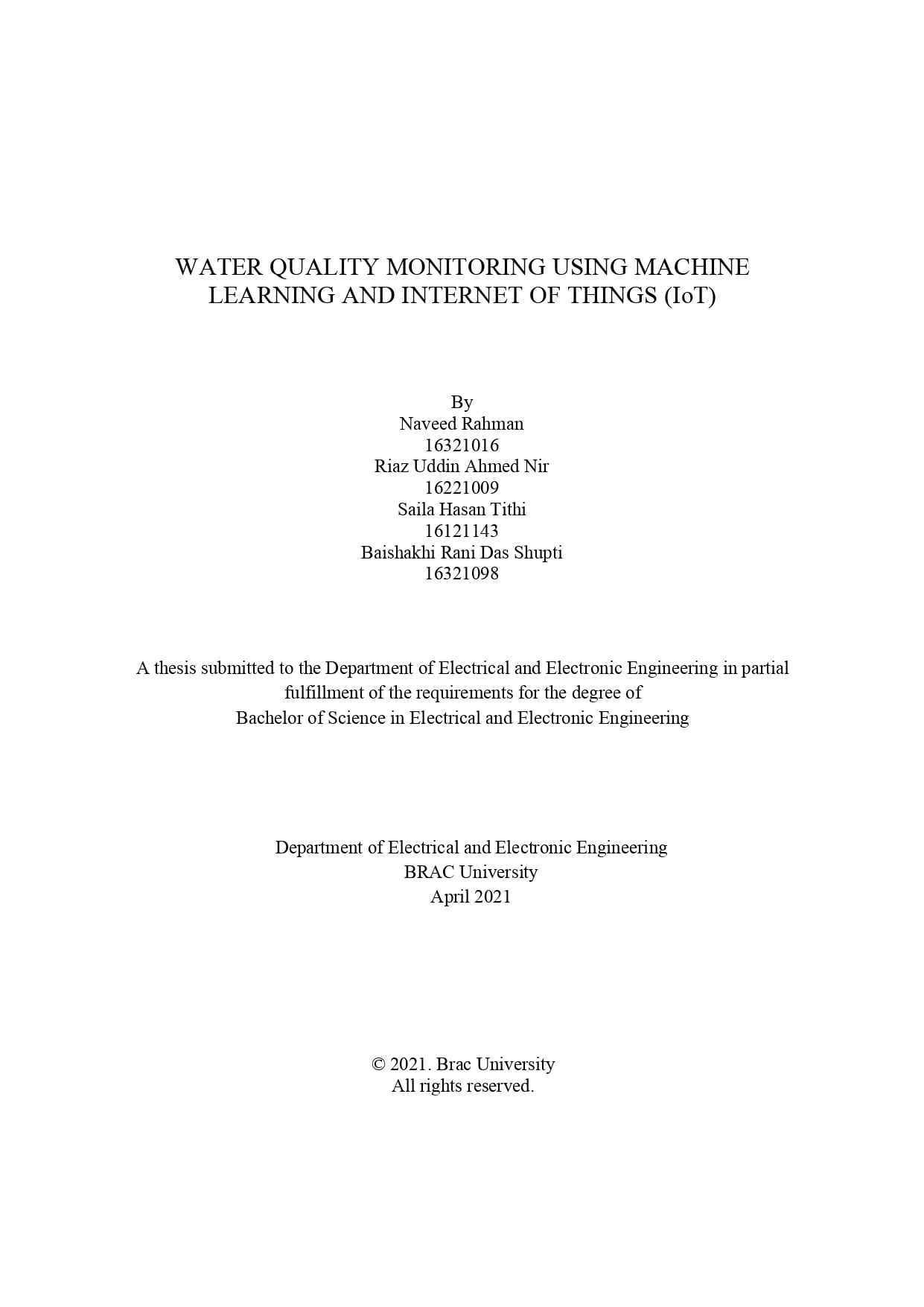 Water Quality Monitoring Using Machine Learning and Internet of Things ...