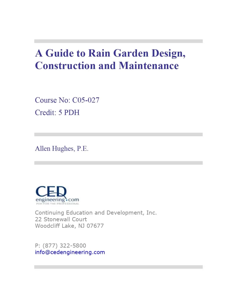 A Guide to Rain Garden Design, Construction and Maintenance