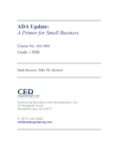 ADA Update - A Primer for Small Business