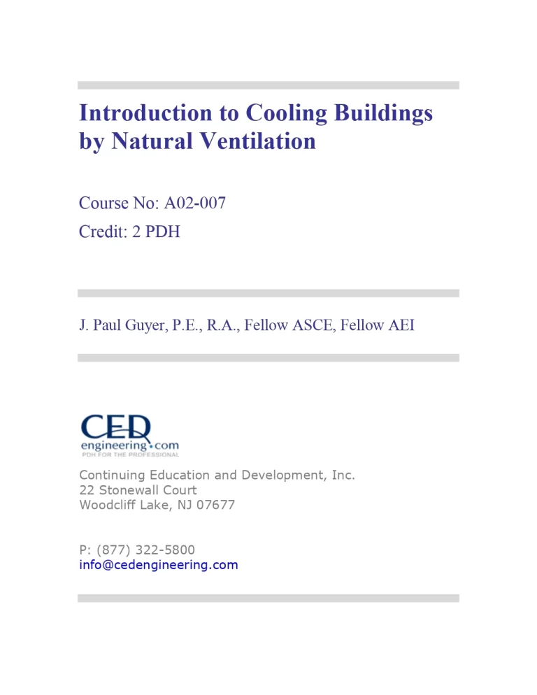 Introduction to Cooling Buildings by Natural Ventilation