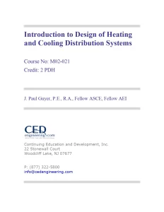 Introduction to Design of Heating and Cooling Distribution Systems
