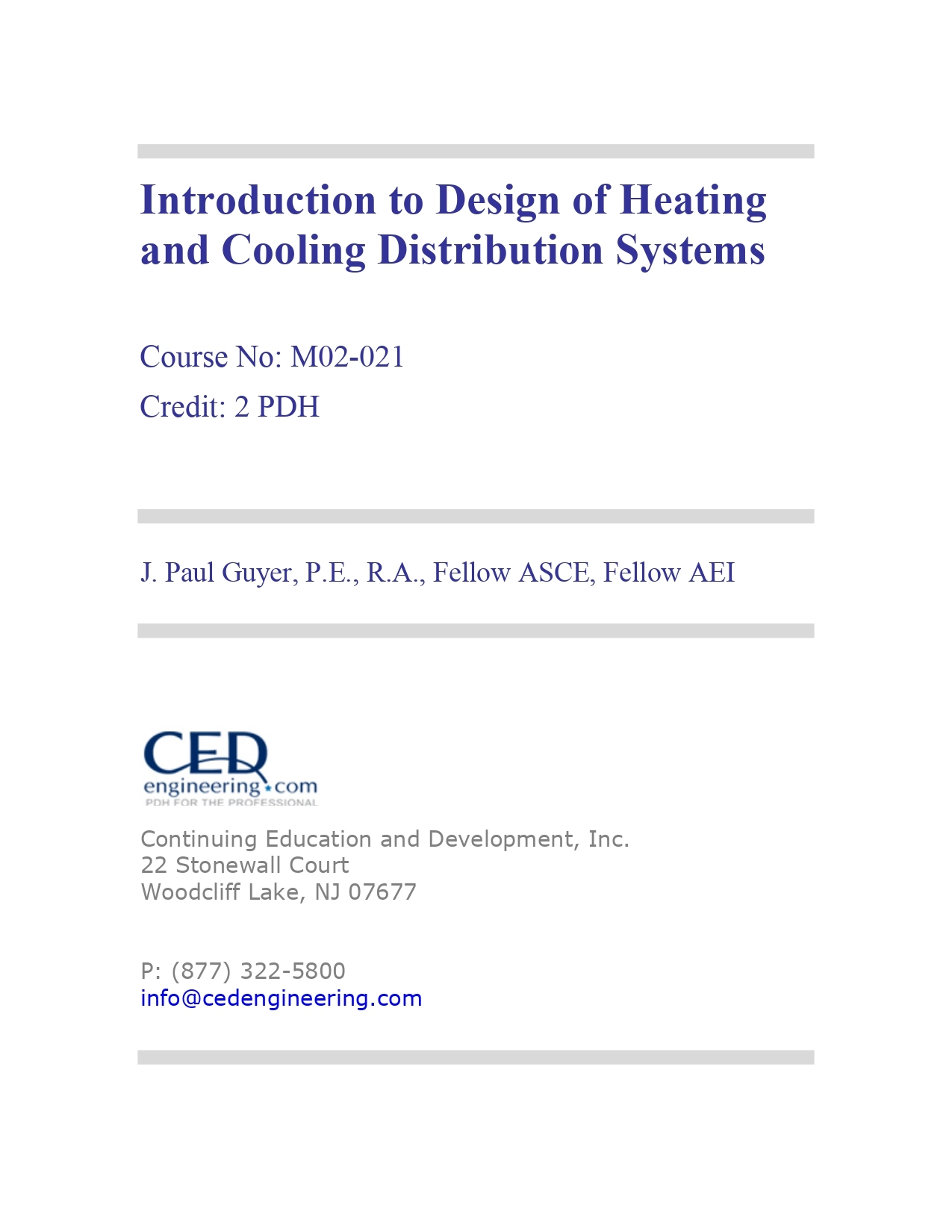 Introduction to Design of Heating and Cooling Distribution Systems