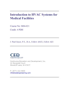Introduction to HVAC Systems for Medical Facilities
