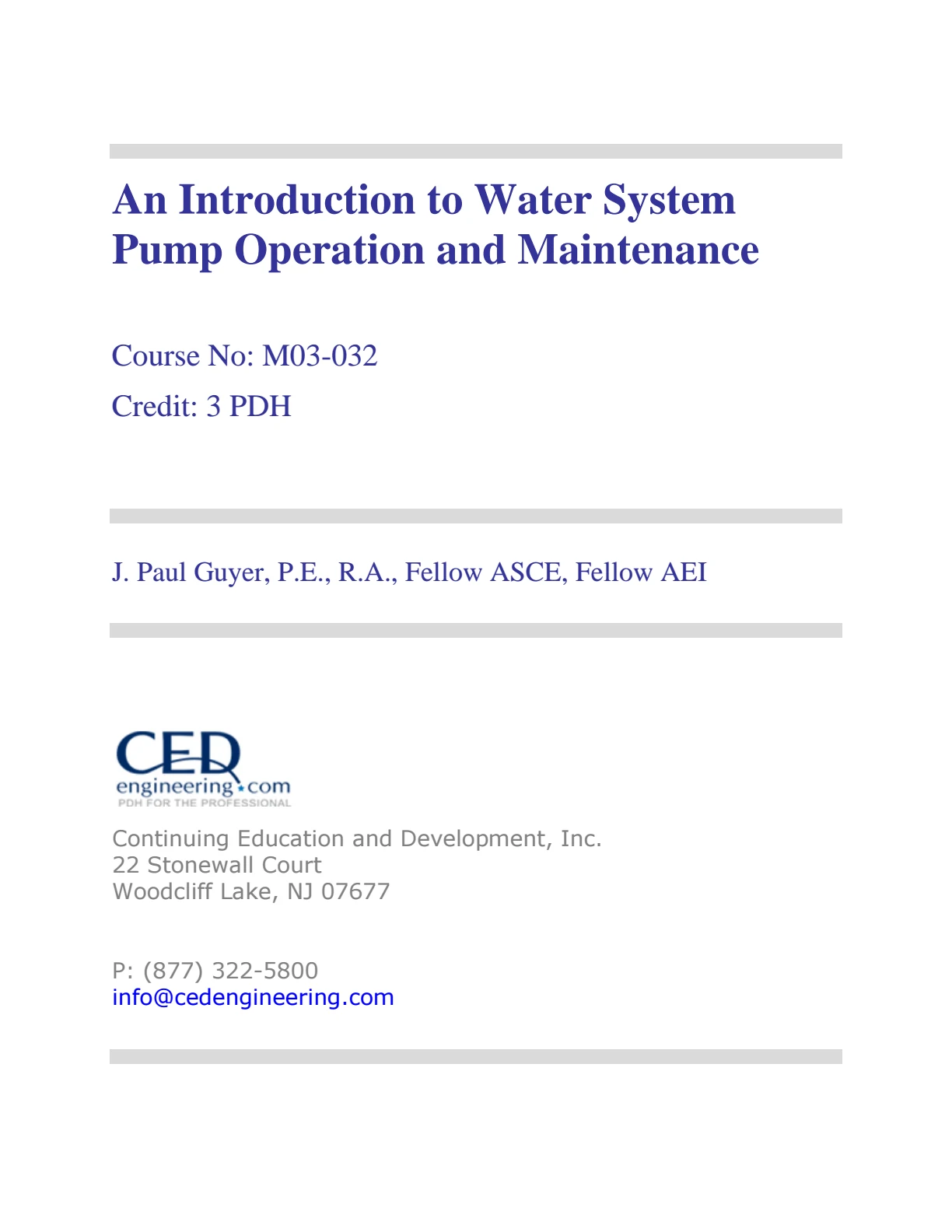 An Introduction to Water System Pump Operation & Maintenance ...