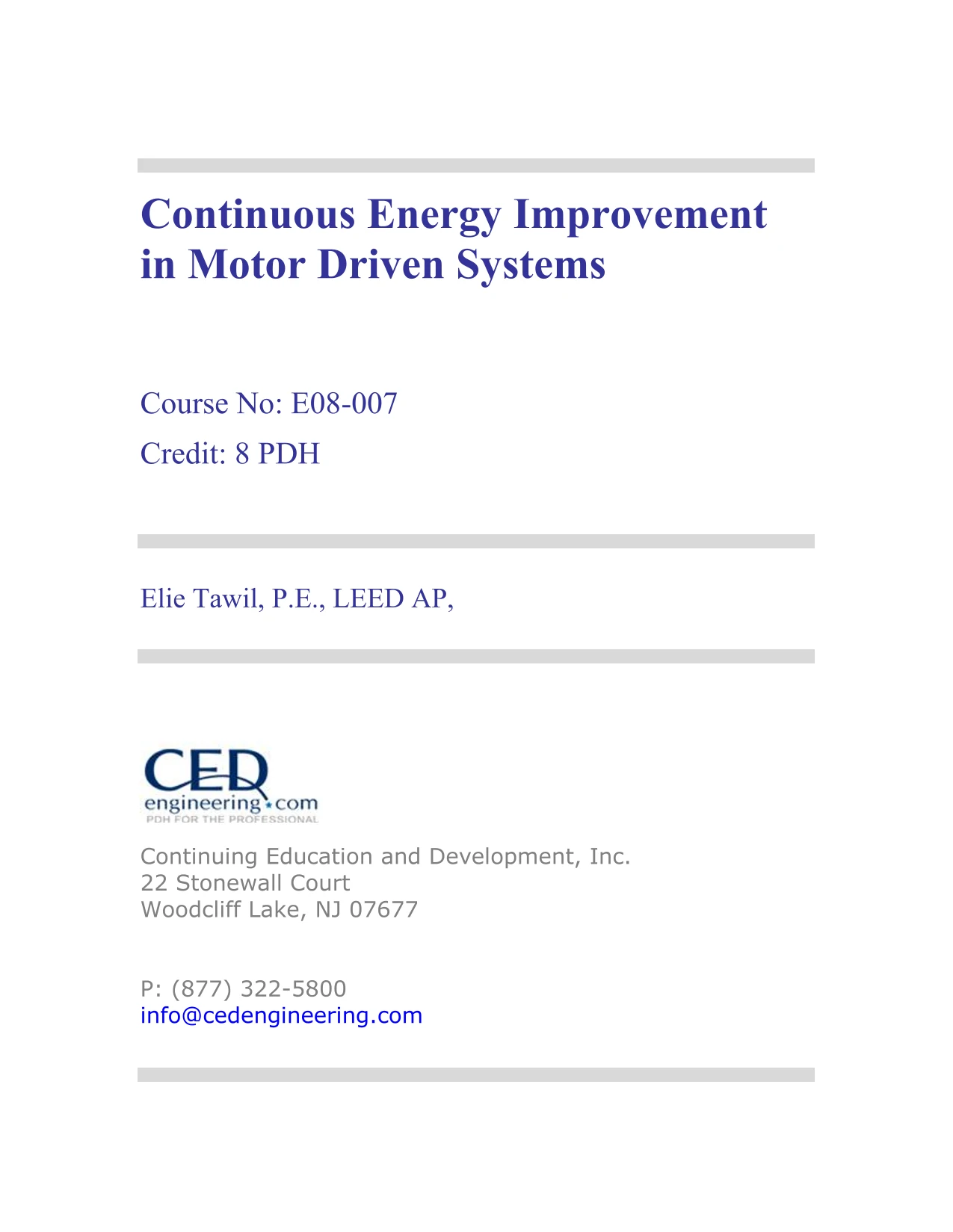 Continuous Energy Improvement in Motor Driven Systems AquaEnergy Expo