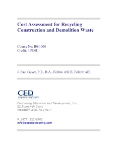 Cost Assessment for Recycling Construction and Demolition Waste