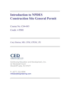 Introduction to NPDES Construction Site General Permit