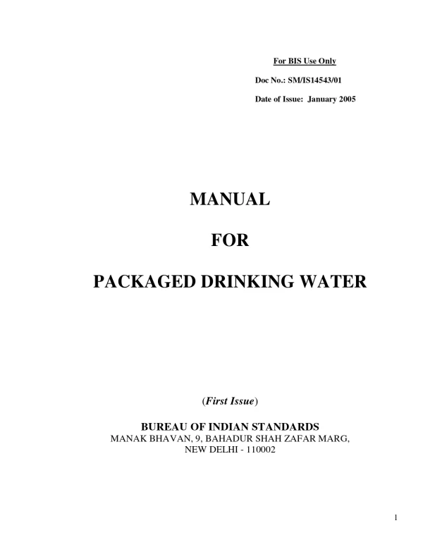 Manual For Packaged Drinking Water AquaEnergy Expo Knowledge Hub