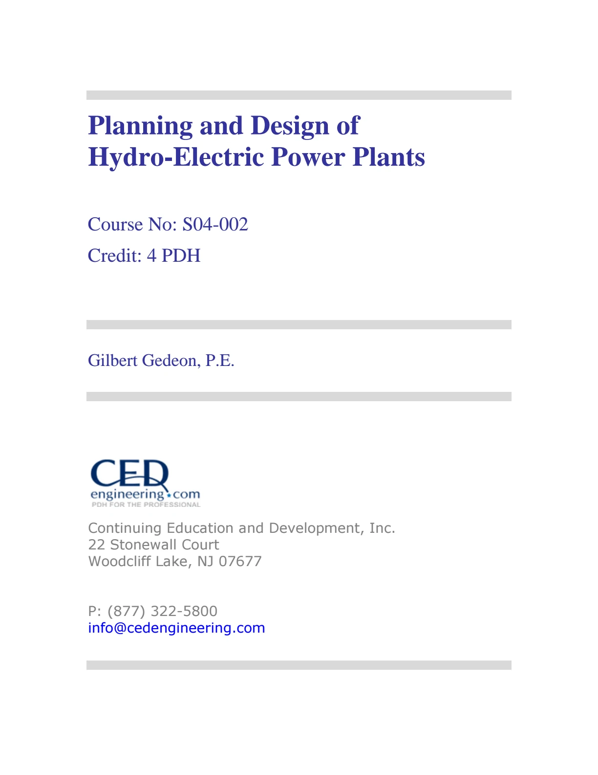 Power Engineering Plan Planning and Design of Hydro Electric Power Plants - AquaEnergy Expo ...