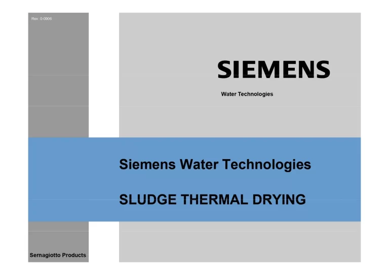 Siemens Water Technologies Sludge Thermal Drying