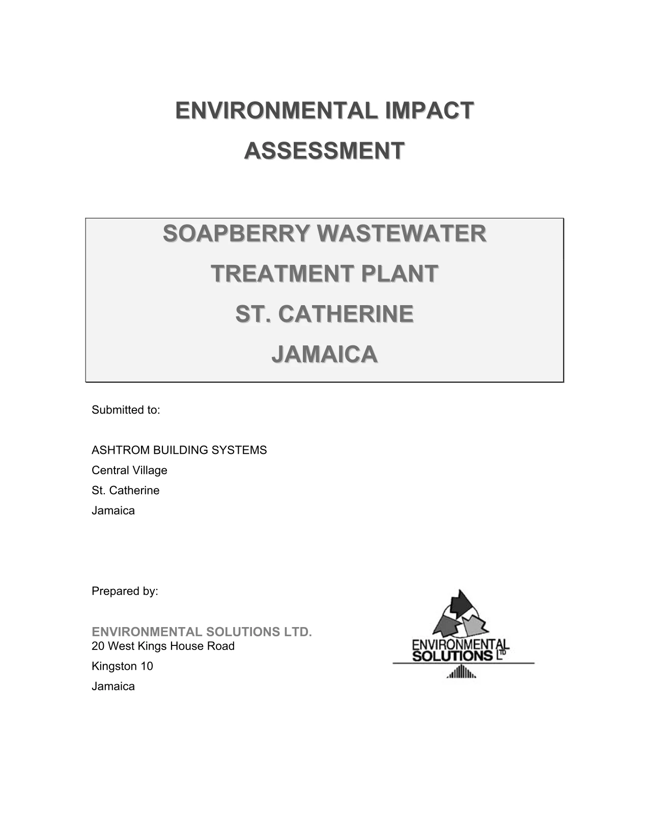 Soapberry Wastewater Treatment Plant St. Catherine Jamaica AquaEnergy