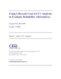 Using Lifecycle Cost (LCC) Analysis to Evaluate Reliability Alternatives