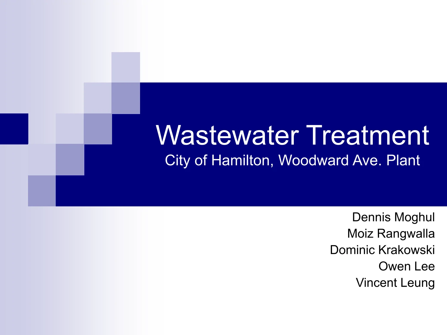 Wastewater Treatment City of Hamilton, Woodward Ave. Plant